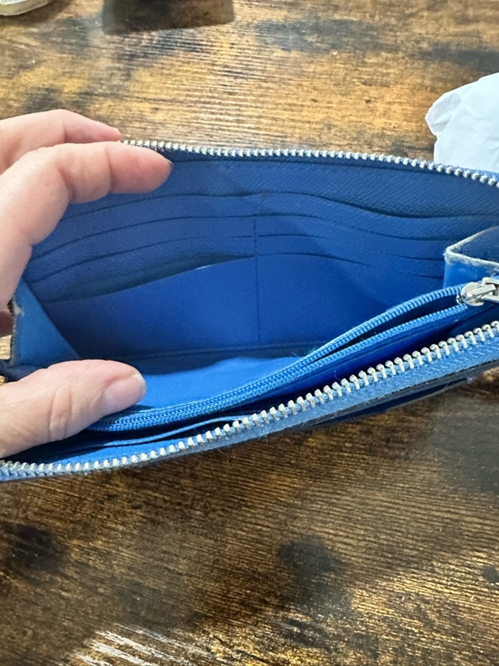Coach Royal Blue Zip Wallet with Gold Logo - Picture 7 of 8